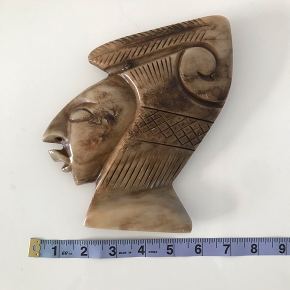 Vintage Stone Wall Art Aztec Style Face - Picture 7 of 8